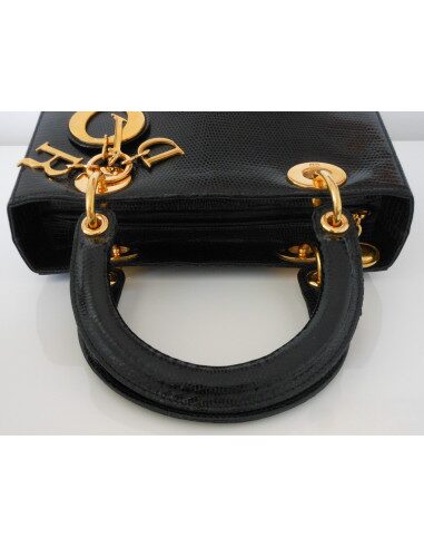 SAC LADY DIOR LEZARD NOIR 