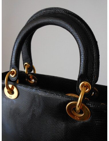 SAC LADY DIOR LEZARD NOIR 