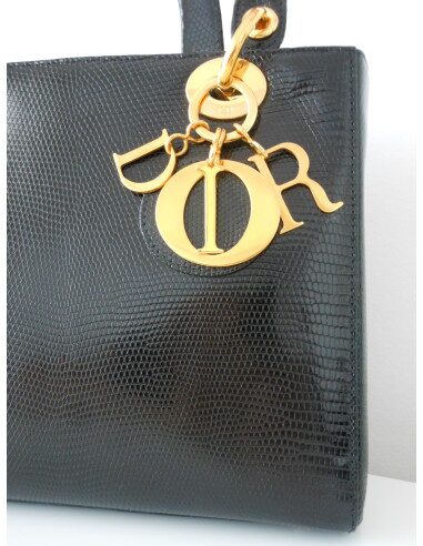 SAC LADY DIOR LEZARD NOIR 