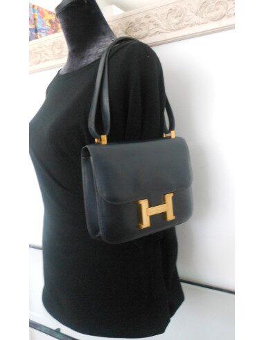 SAC HERMES CONSTANCE BLEU MARINE