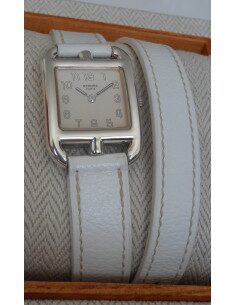 MONTRE HERMES CAPE COD DOUBLE TOUR BLANC 