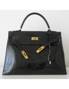 SAC HERMES KELLY CROCODILE NOIR 32