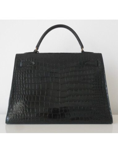 SAC HERMES KELLY CROCODILE NOIR 32