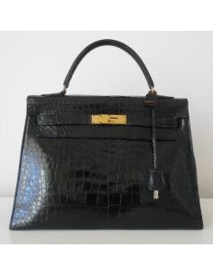 SAC HERMES KELLY CROCODILE NOIR 32 2