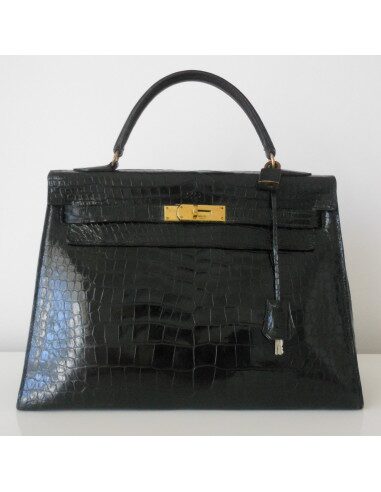 SAC HERMES KELLY CROCODILE NOIR 32