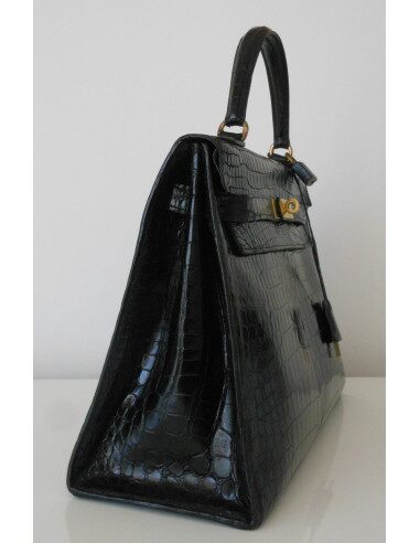 SAC HERMES KELLY CROCODILE NOIR 32