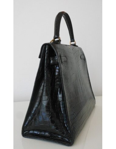 SAC HERMES KELLY CROCODILE NOIR 32