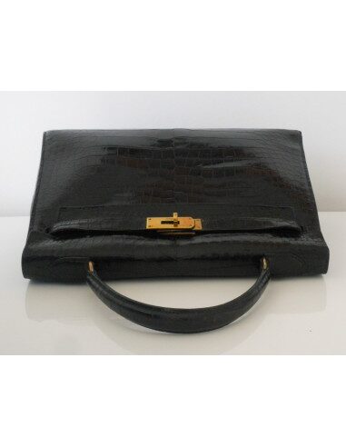 SAC HERMES KELLY CROCODILE NOIR 32