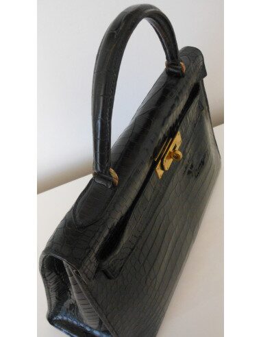 SAC HERMES KELLY CROCODILE NOIR 32