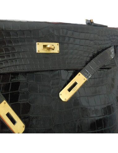 SAC HERMES KELLY CROCODILE NOIR 32