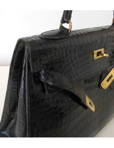 SAC HERMES KELLY CROCODILE NOIR 32