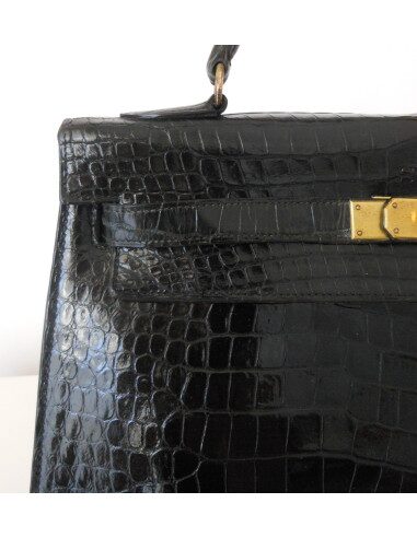 SAC HERMES KELLY CROCODILE NOIR 32