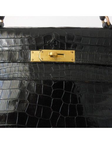 SAC HERMES KELLY CROCODILE NOIR 32