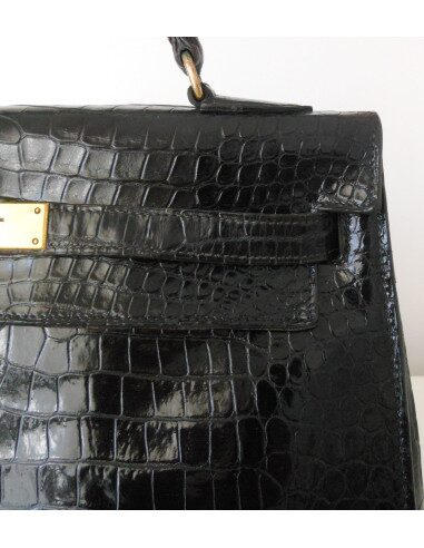 SAC HERMES KELLY CROCODILE NOIR 32