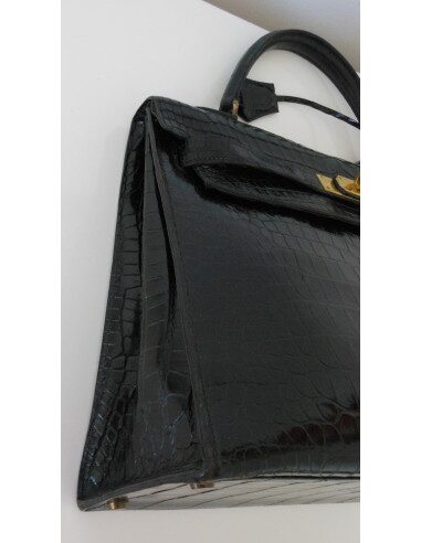 SAC HERMES KELLY CROCODILE NOIR 32