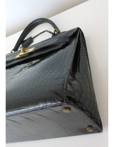 SAC HERMES KELLY CROCODILE NOIR 32