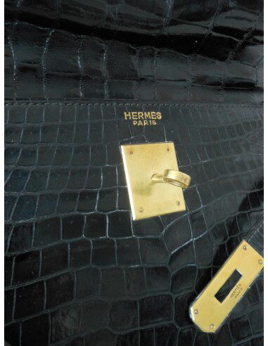 SAC HERMES KELLY CROCODILE NOIR 32