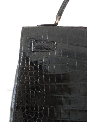 SAC HERMES KELLY CROCODILE NOIR 32