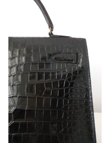 SAC HERMES KELLY CROCODILE NOIR 32