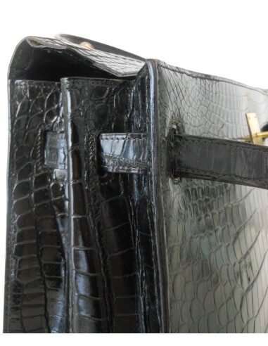 SAC HERMES KELLY CROCODILE NOIR 32