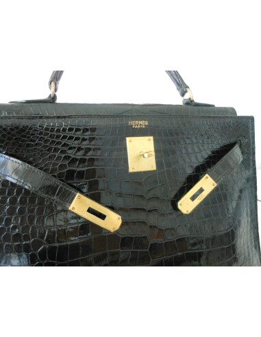 SAC HERMES KELLY CROCODILE NOIR 32