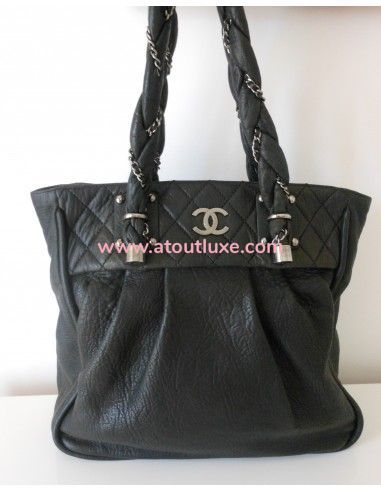 SAC CHANEL SHOPPING CUIR NOIR