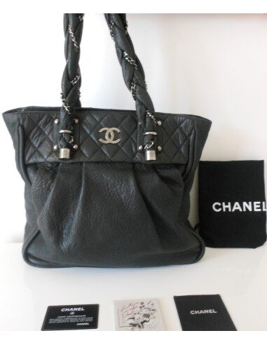 SAC CHANEL SHOPPING CUIR NOIR