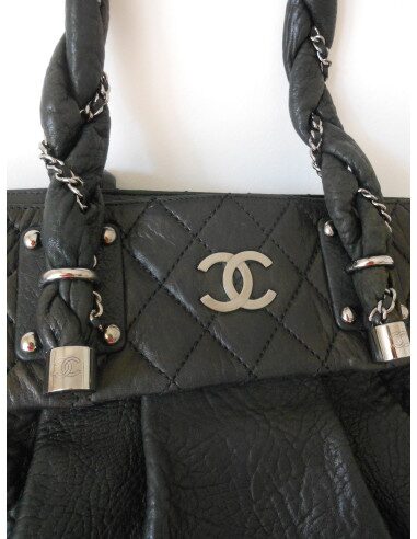 SAC CHANEL SHOPPING CUIR NOIR