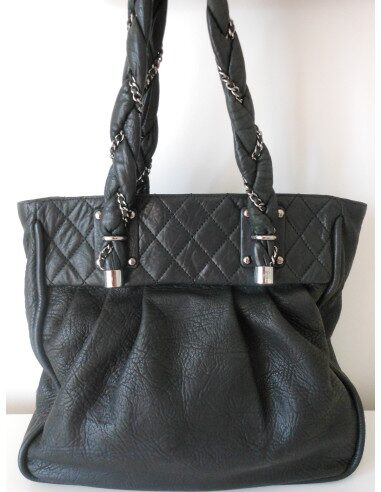 SAC CHANEL SHOPPING CUIR NOIR