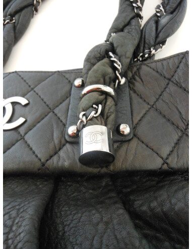 SAC CHANEL SHOPPING CUIR NOIR