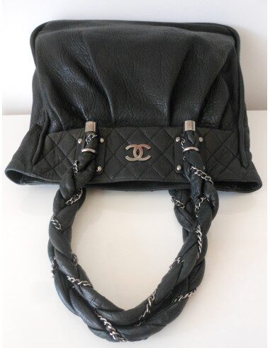 SAC CHANEL SHOPPING CUIR NOIR
