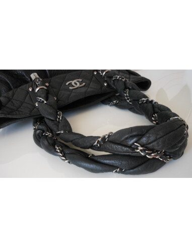 SAC CHANEL SHOPPING CUIR NOIR