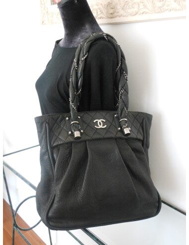SAC CHANEL SHOPPING CUIR NOIR