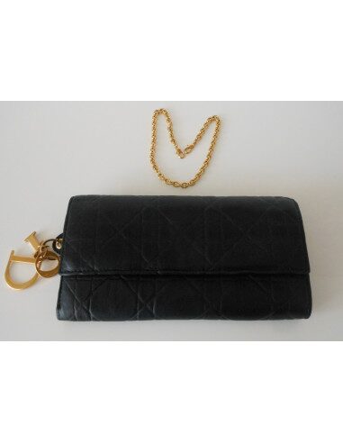 POCHETTE PORTE-FEUILLE LADY DIOR NOIR