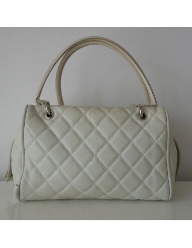 SAC CHANEL SHOPPING CUIR BLANC 