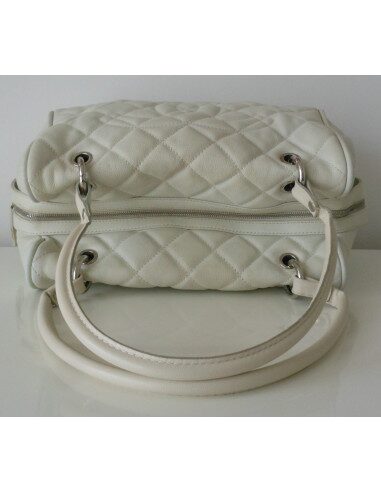 SAC CHANEL SHOPPING CUIR BLANC 