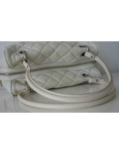 SAC CHANEL SHOPPING CUIR BLANC 