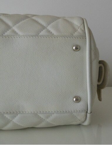 SAC CHANEL SHOPPING CUIR BLANC 