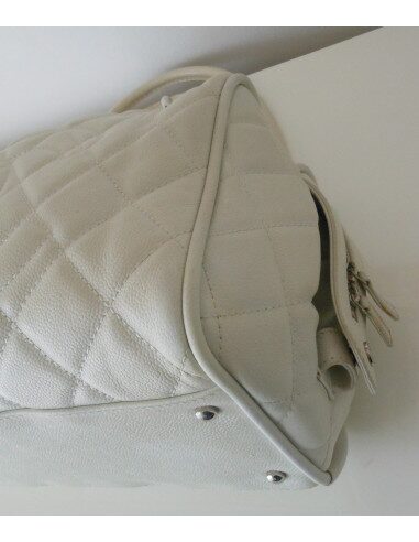 SAC CHANEL SHOPPING CUIR BLANC 