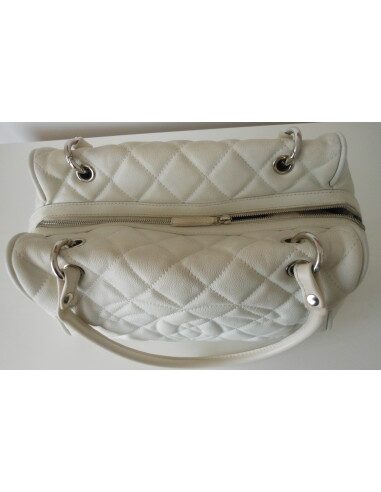 SAC CHANEL SHOPPING CUIR BLANC 