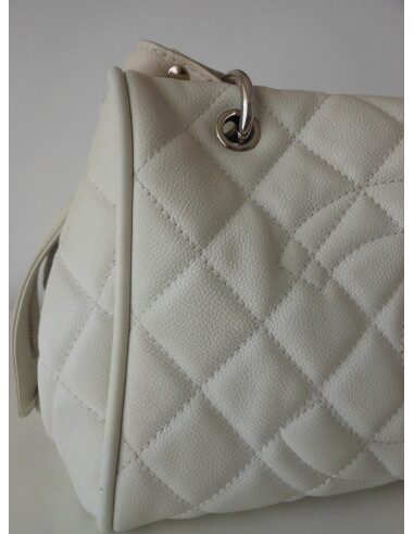 SAC CHANEL SHOPPING CUIR BLANC 