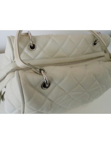 SAC CHANEL SHOPPING CUIR BLANC 
