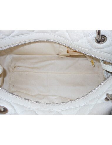 SAC CHANEL SHOPPING CUIR BLANC 