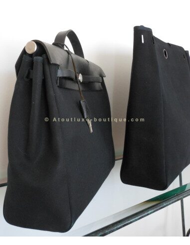 SAC HERMES HERBAG NOIR GRAND MODELE