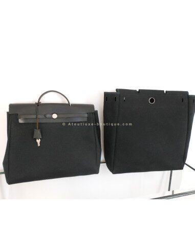 SAC HERMES HERBAG NOIR GRAND MODELE