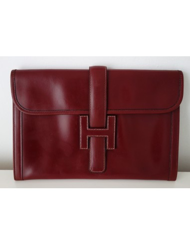 POCHETTE HERMES JIGE CUIR ROUGE