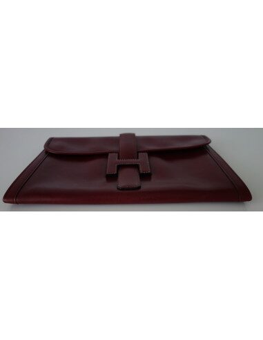 POCHETTE HERMES JIGE CUIR ROUGE