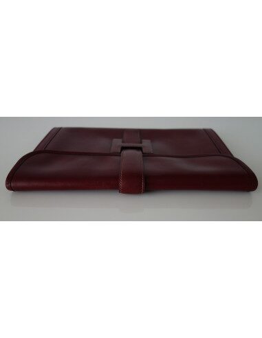 POCHETTE HERMES JIGE CUIR ROUGE