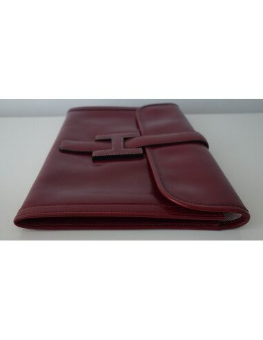POCHETTE HERMES JIGE CUIR ROUGE